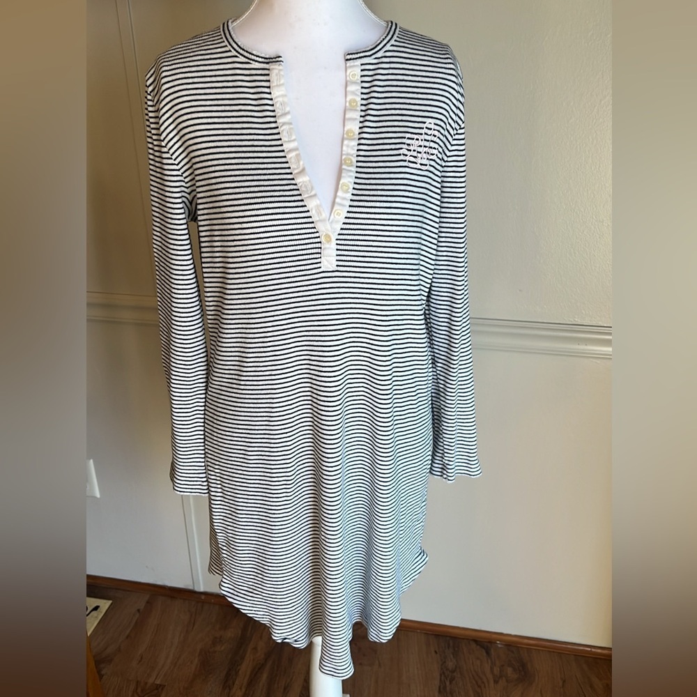 Lauren Ralph Lauren Black and White Striped Nightshirt